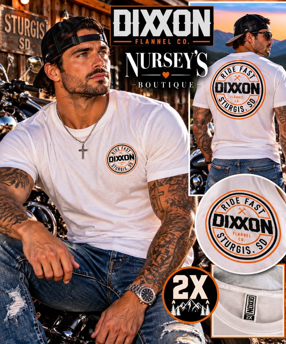 DIXXON Sturgis Ride Fast Corpo T Shirt Men 2X White Biker Motorcycle NWOT